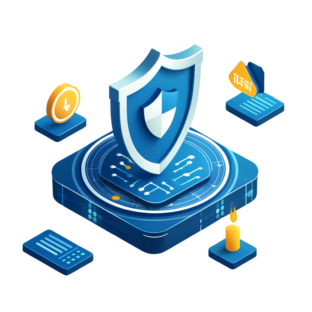 DALL·E 2024-05-28 16.50.16 - Isometric image representing cybersecurity with a shield symbolizing data protection. The design should be modern and sleek with a futuristic look, us-Photoroom